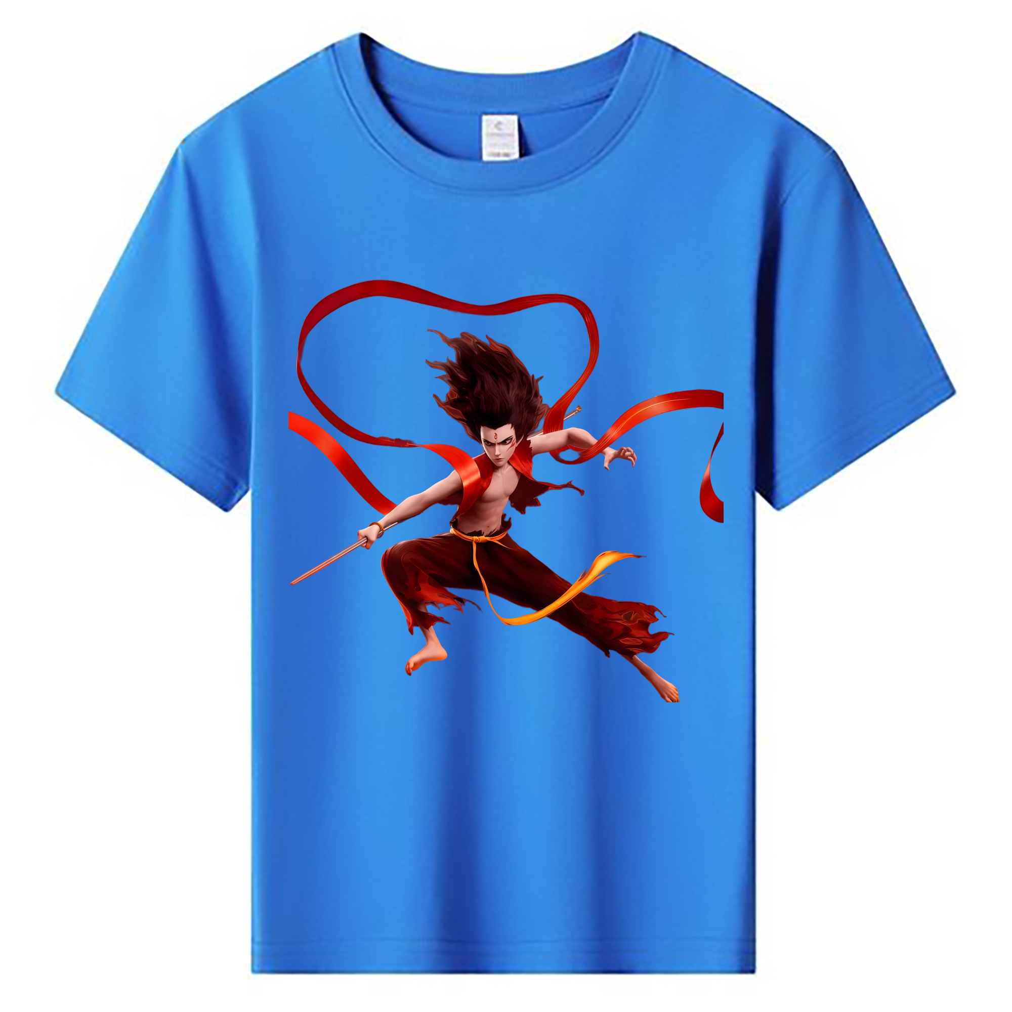 （画像用） Ne Zha 2 ナタ 魔童の大暴れ 綿100％キッズTシャツ（フロントプリント）